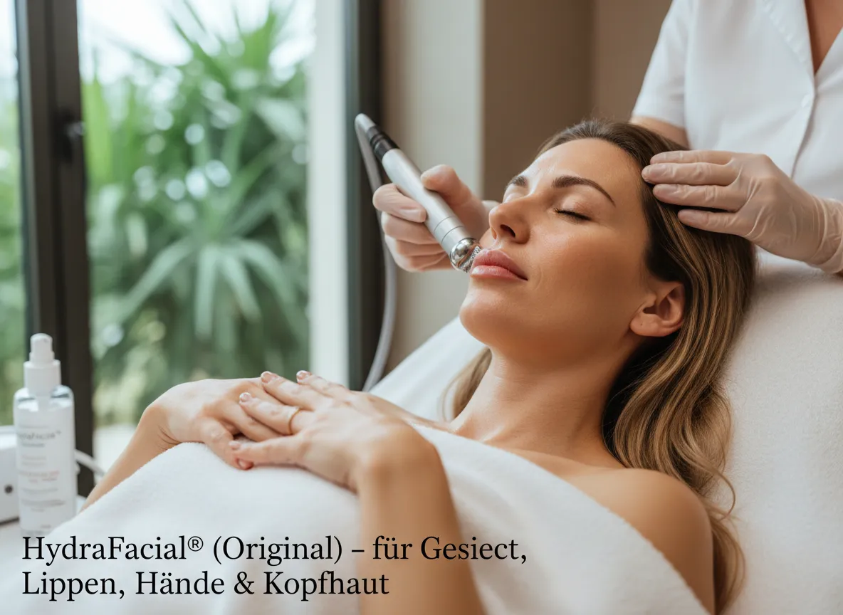 Das HydraFacial® (Original) ist weit mehr als eine gewöhnliche kosmetische Behandlung; es ist eine patentierte, nicht-invasive Technologie, die die Haut in mehreren Schritten tiefenwirksam reinigt, peelt, hydratisiert und mit essenziellen Wirkstoffen versorgt. Diese innovative Methode hat sich als eine der effektivsten Wege etabliert, um ein sofort sichtbares strahlendes Hautbild zu erzielen, ganz ohne Schmerzen oder Ausfallzeiten. Die Behandlung ist so vielseitig, dass sie nicht nur für das Gesicht, sondern auch für die empfindlichen Bereiche von Lippen, Händen & Kopfhaut angepasst werden kann, um einen Glow von Kopf bis Fuß zu verleihen.