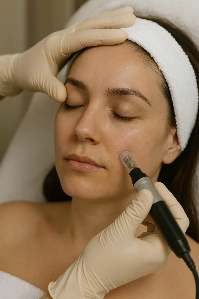 Microneedling ist eine minimal-invasive ästhetische Methode, mit der gezielt die Hauterneuerung angeregt wird. In der Gloria Glow Praxis in Hamburg setzen wir diese hochwirksame Behandlung ein, um Falten, Narben, erschlaffte Haut und ungleichmäßigen Teint sichtbar zu verbessern. Durch die kontrollierte Verletzung der obersten Hautschichten wird die körpereigene Regeneration stimuliert – mit natürlichen, langfristigen Ergebnissen.